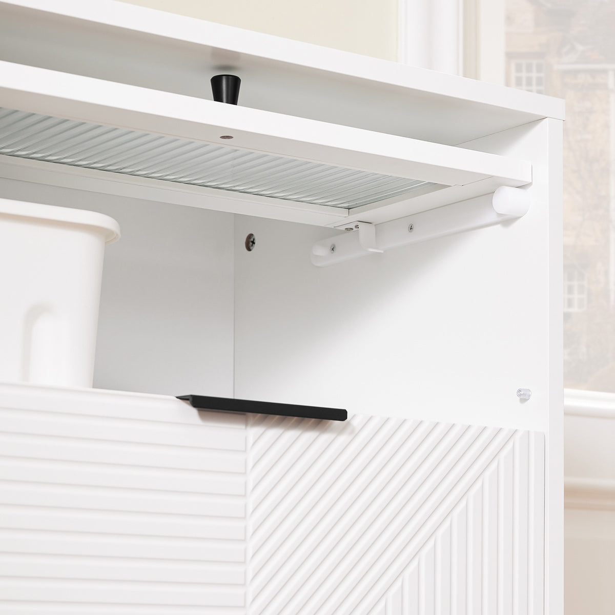 SoBuy FSB95-W, Shoe Cabinet Shoe Storage Cupboard with 2 Flip-drawers and 1 Glass Door, White
