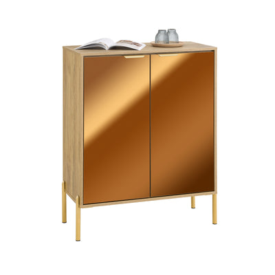 SoBuy FSB96-G, Hallway Shoe Cabinet Kitchen Dining Room Sideboard Storage Cabinet, Gold and Natural