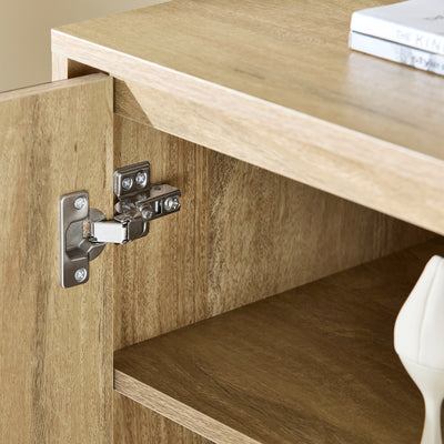 SoBuy FSB96-G, Hallway Shoe Cabinet Kitchen Dining Room Sideboard Storage Cabinet, Gold and Natural