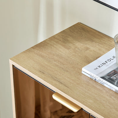 SoBuy FSB96-G, Hallway Shoe Cabinet Kitchen Dining Room Sideboard Storage Cabinet, Gold and Natural
