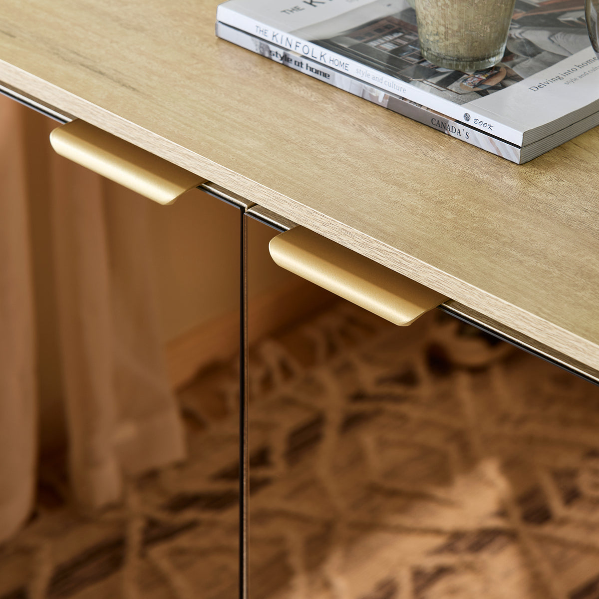SoBuy FSB96-G, Hallway Shoe Cabinet Kitchen Dining Room Sideboard Storage Cabinet, Gold and Natural