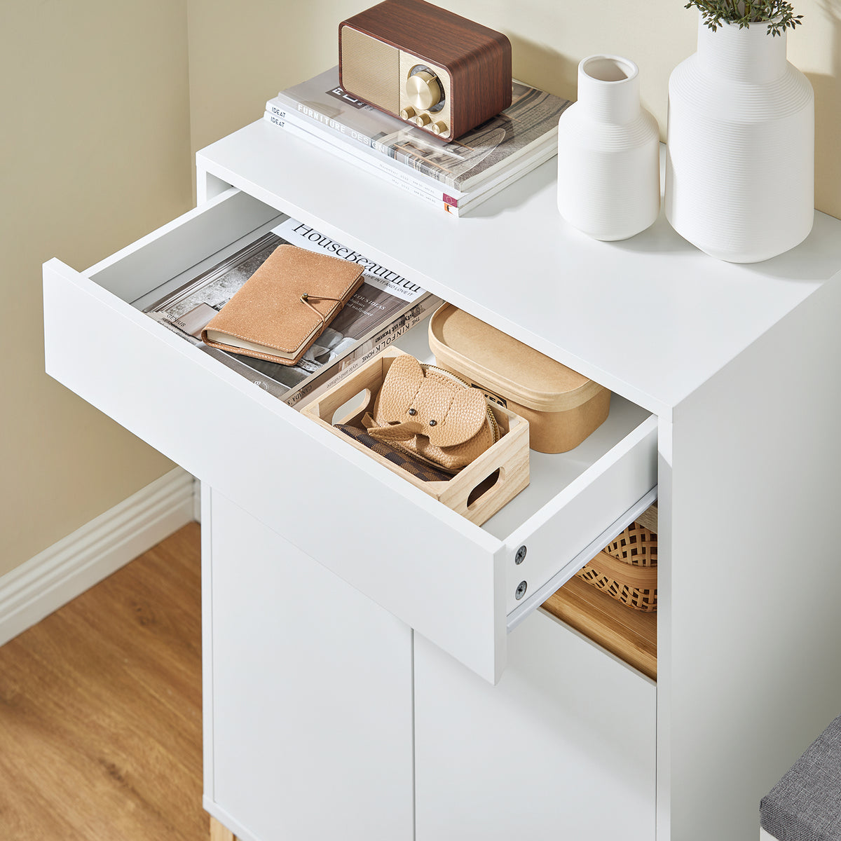 SoBuy FSB97-WN, Hallway Shoe Cabinet Kitchen Dining Room Living Room Storage Cabinet Sideboard, White