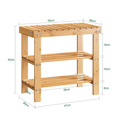 SoBuy FSR02-K-N, 2 Tiers Bamboo Shoe Rack Shoe Bench, Bathroom Shelf, Wood