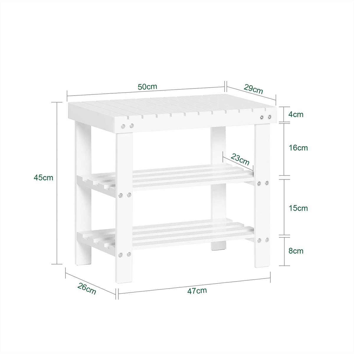 SoBuy FSR02-K-W, Bamboo 2 Tiers Shoe Rack Shoe Bench, Bathroom Shelf, White