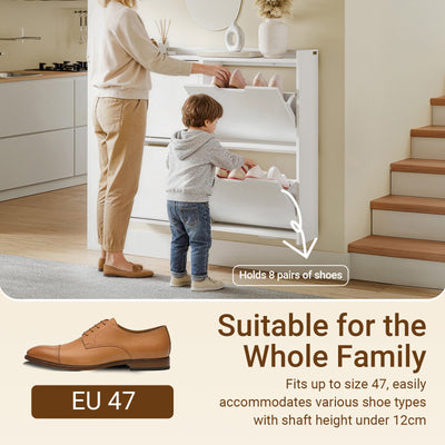 SoBuy FSR100-E-W, Wall-Mounted Shoe Cabinet with Sensor Light 19 cm for Hallway Shoe Rack with LED Lighting, for Entryway, Hallway and Small Apartments, Slim Design