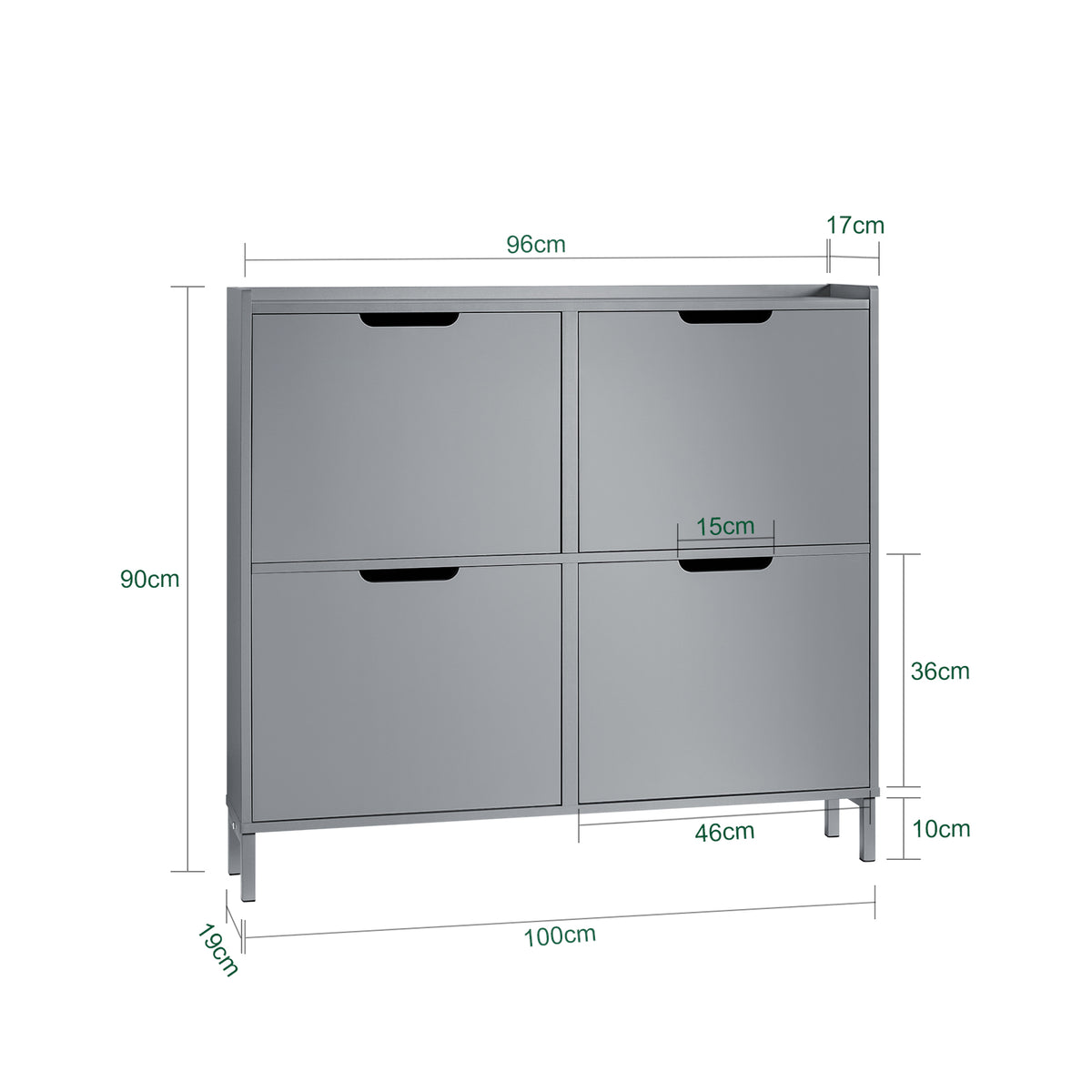 SoBuy FSR100-HG dimensions diagram – W100×D19×H91cm narrow shoe rack grey