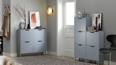 SoBuy FSR100-HG shoe cabinet detail – flip drawer open showing shoe storage capacity