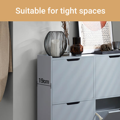 SoBuy FSR100-HG slim shoe cabinet grey – stable metal feet floor protectors detail