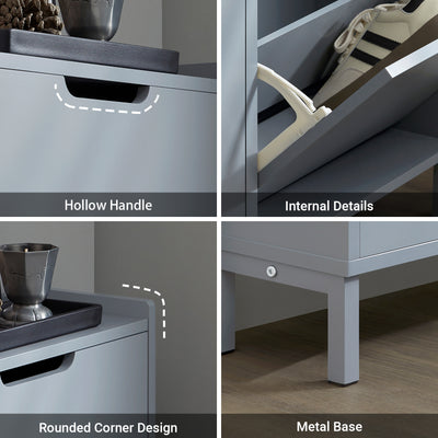 SoBuy FSR100-HG shoe cabinet grey – top surface lifestyle use keys and decor