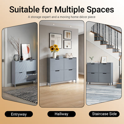 SoBuy FSR100-HG narrow shoe rack grey – modular pairing with FSR151-HG entryway set