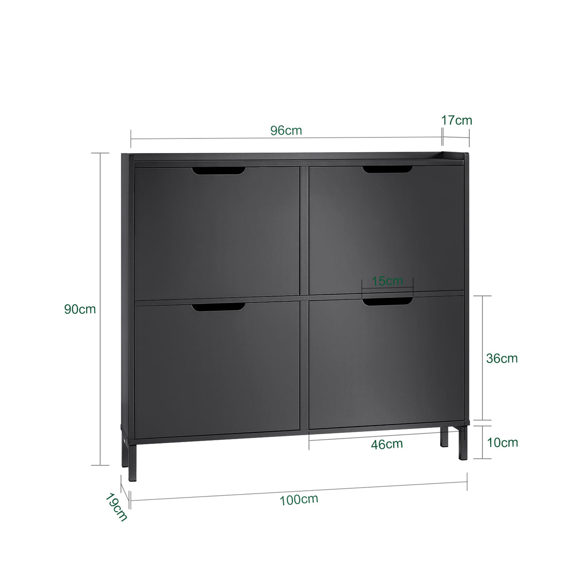SoBuy FSR100-SCH dimensions diagram – W100 x D19 x H91cm narrow shoe cabinet size guide