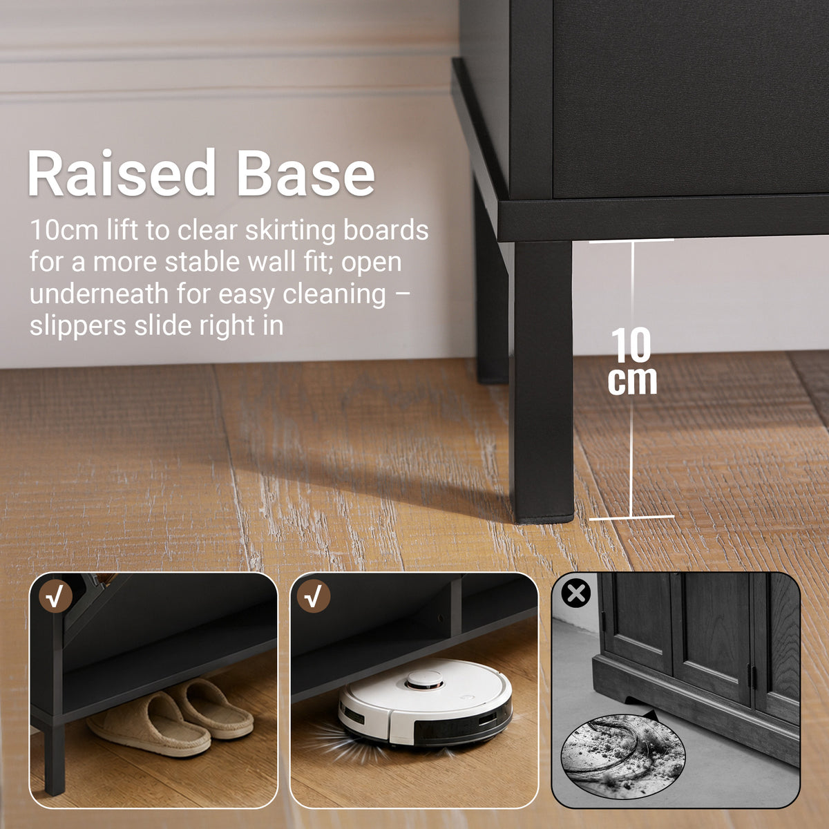 SoBuy FSR100-SCH product overview – 100cm wide 19cm deep black hallway shoe cupboard 4 flip drawers