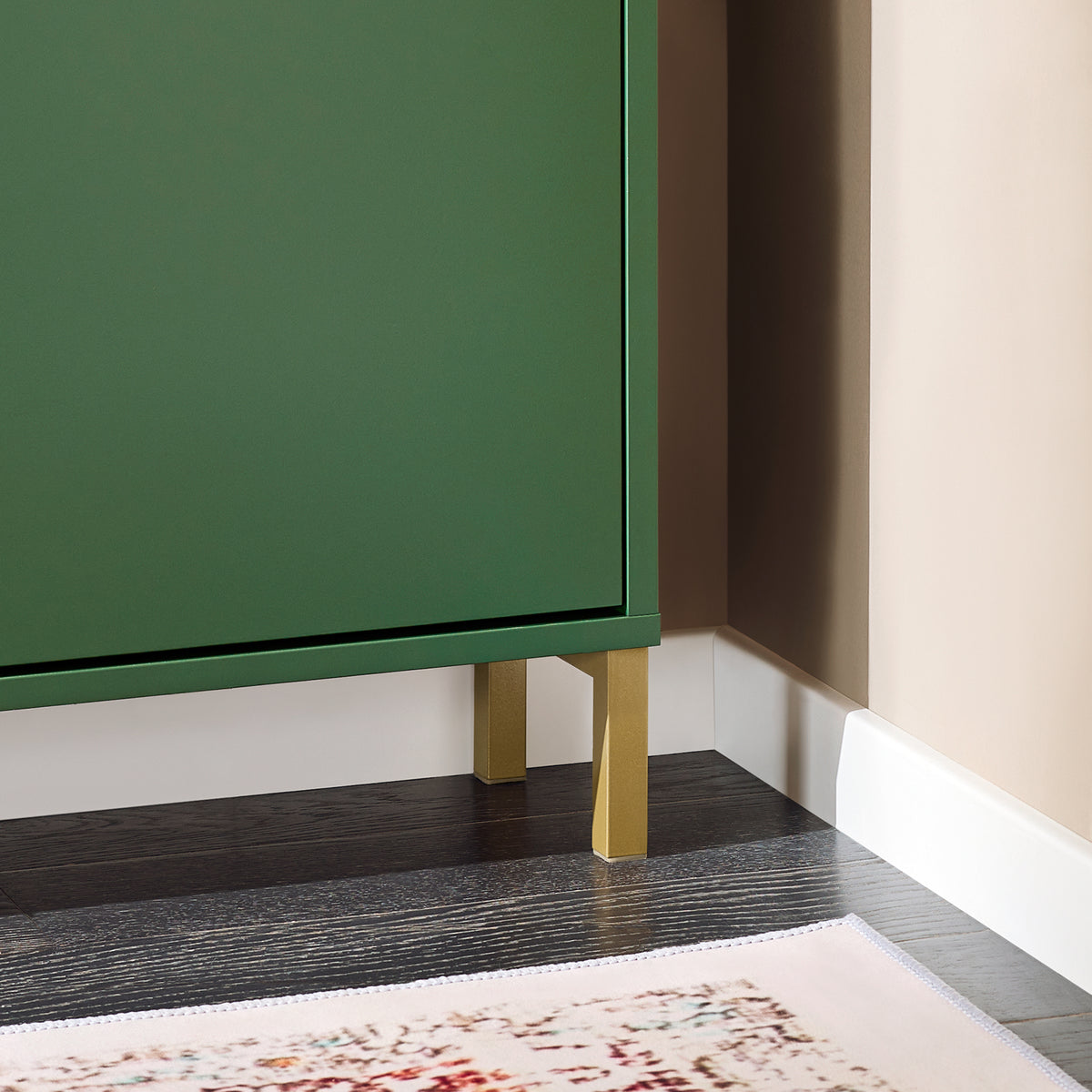 SoBuy FSR100-SY, Narrow Shoe Rack Shoe Cabinet with 4 Flip Drawers Slim Wooden Storage Cupboard for Hallway Entrance Foyer or Understairs Dark Green W100 x D19 x H91cm