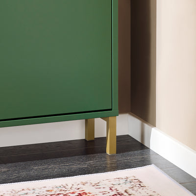 SoBuy FSR100-SY, Narrow Shoe Rack Shoe Cabinet with 4 Flip Drawers Slim Wooden Storage Cupboard for Hallway Entrance Foyer or Understairs Dark Green W100 x D19 x H91cm