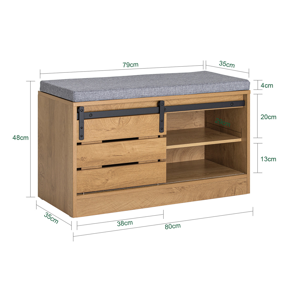 SoBuy FSR120-N, Hallway Shoe Bench Shoe Cabinet Shoe Rack Storage Bench, Wood