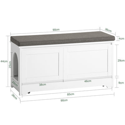 SoBuy FSR136-W, Cat House Cat Litter Box Cabinet, Shoe Bench Shoe Storage Cabinet, White
