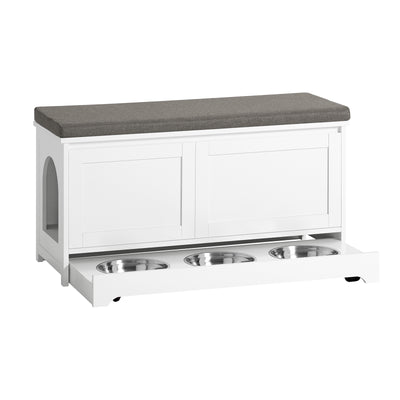 SoBuy FSR136-W, Cat House Cat Litter Box Cabinet, Shoe Bench Shoe Storage Cabinet, White