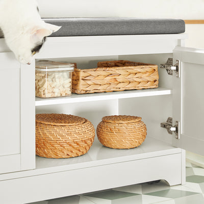 SoBuy FSR136-W, Cat House Cat Litter Box Cabinet, Shoe Bench Shoe Storage Cabinet, White