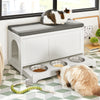 SoBuy FSR136-W, Cat House Cat Litter Box Cabinet, Shoe Bench Shoe Storage Cabinet
