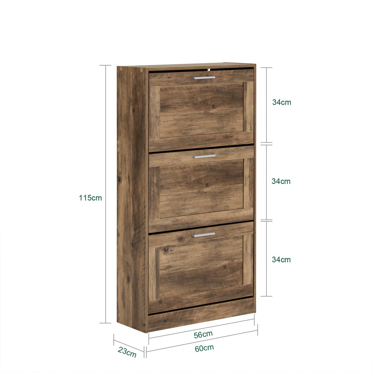 SoBuy FSR137-L-F, 3 Drawers Shoe Cabinet Storage Cupboard Organizer Unit, Brown