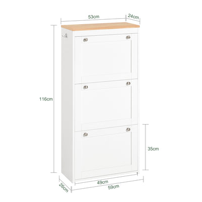 Pre-sale SoBuy FSR144-WN, 3 Drawers Shoe Cabinet Shoe Rack Shoe Storage Cupboard Organizer, White