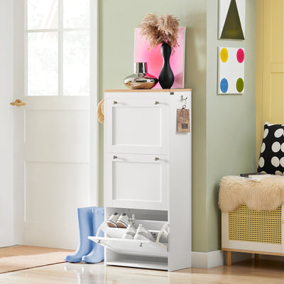 Pre-sale SoBuy FSR144-WN, 3 Drawers Shoe Cabinet Shoe Rack Shoe Storage Cupboard Organizer, White
