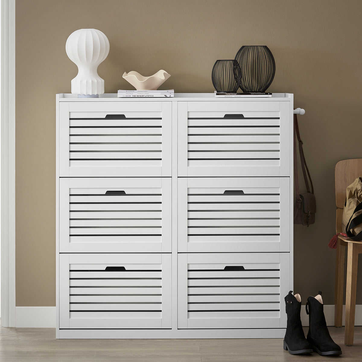 SoBuy FSR145-W, 6 Drawers Shoe Cabinet Shoe Rack Shoe Storage Cupboard Organizer Unit, White