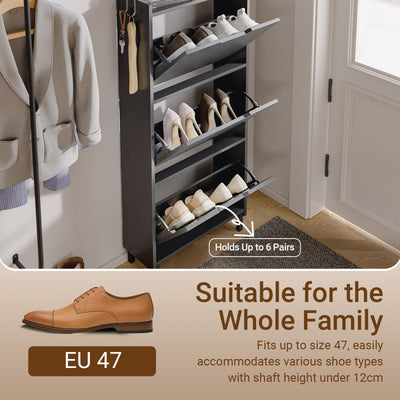 SoBuy FSR151-H-E-SCH, Wall-Mounted Shoe Cabinet with Sensor Light 19 cm for Hallway | Slim LED Shoe Rack for Entryways and Small Flats