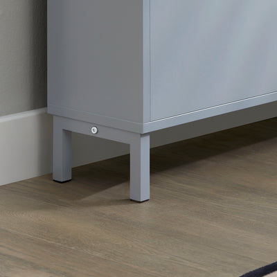 SoBuy FSR151-H-HG, Narrow Shoe Rack with 3 Flip Drawers Slim Wooden Shoe Storage Cupboard for Hallway Entrance Foyer or Understairs Grey W50 x D19 x H129cm