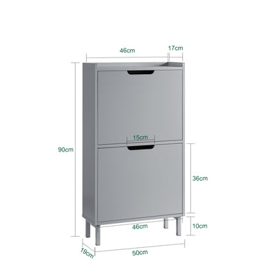 SoBuy FSR151-HG grey shoe cabinet dimensions W50xD19xH91cm 16kg load capacity diagram