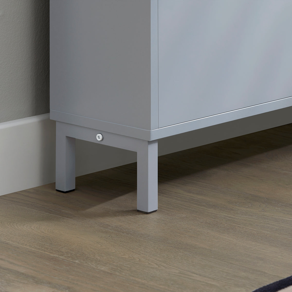 SoBuy FSR151-HG grey shoe cabinet metal feet stability durability detail