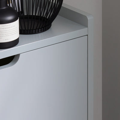 FSR151-HG hidden handle detail on grey shoe cabinet sleek flush door design