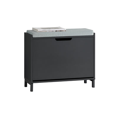 SoBuy FSR151-K-SCH, Hallway Shoe Bench Shoe Rack Shoe Cabinet with Seat Cushion and Flip-drawer, Black