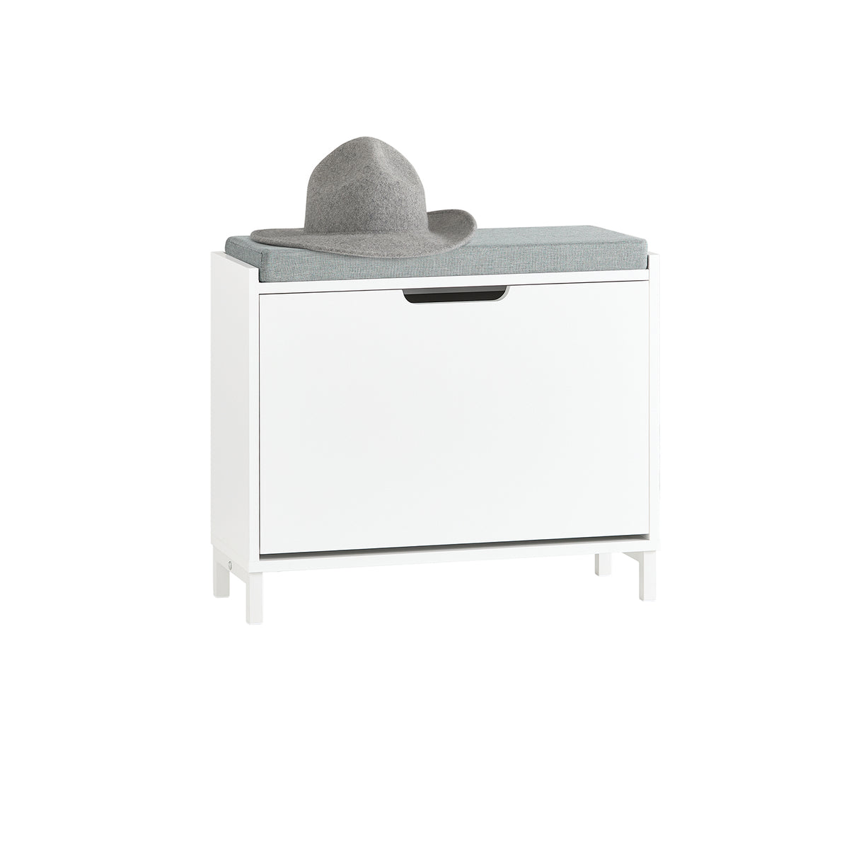 SoBuy FSR151-K-W, Hallway Shoe Bench Shoe Rack Shoe Cabinet with Seat Cushion and Flip-drawer, White