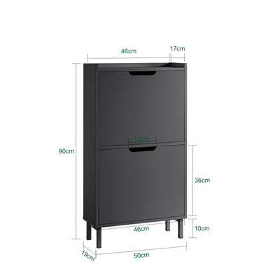 SoBuy FSR151-SCH, 3 Flip-drawers Shoe Cabinet Shoe Rack Shoe Storage Cupboard Organizer Unit, Black