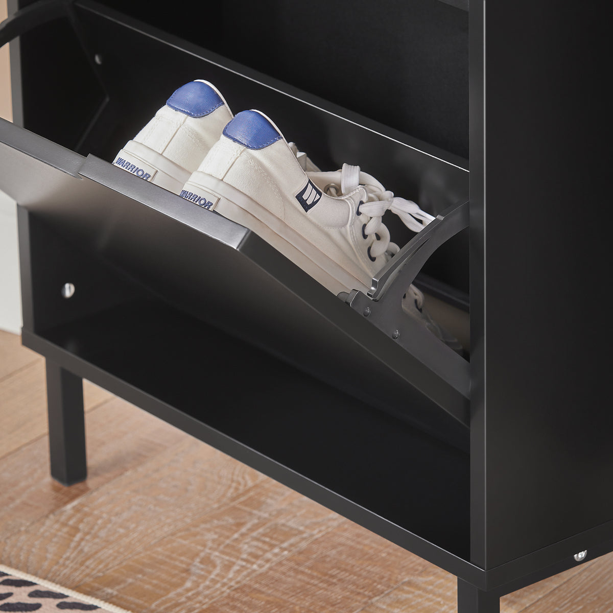SoBuy FSR151-SCH, 3 Flip-drawers Shoe Cabinet Shoe Rack Shoe Storage Cupboard Organizer Unit, Black