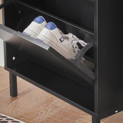 SoBuy FSR151-SCH, 3 Flip-drawers Shoe Cabinet Shoe Rack Shoe Storage Cupboard Organizer Unit, Black