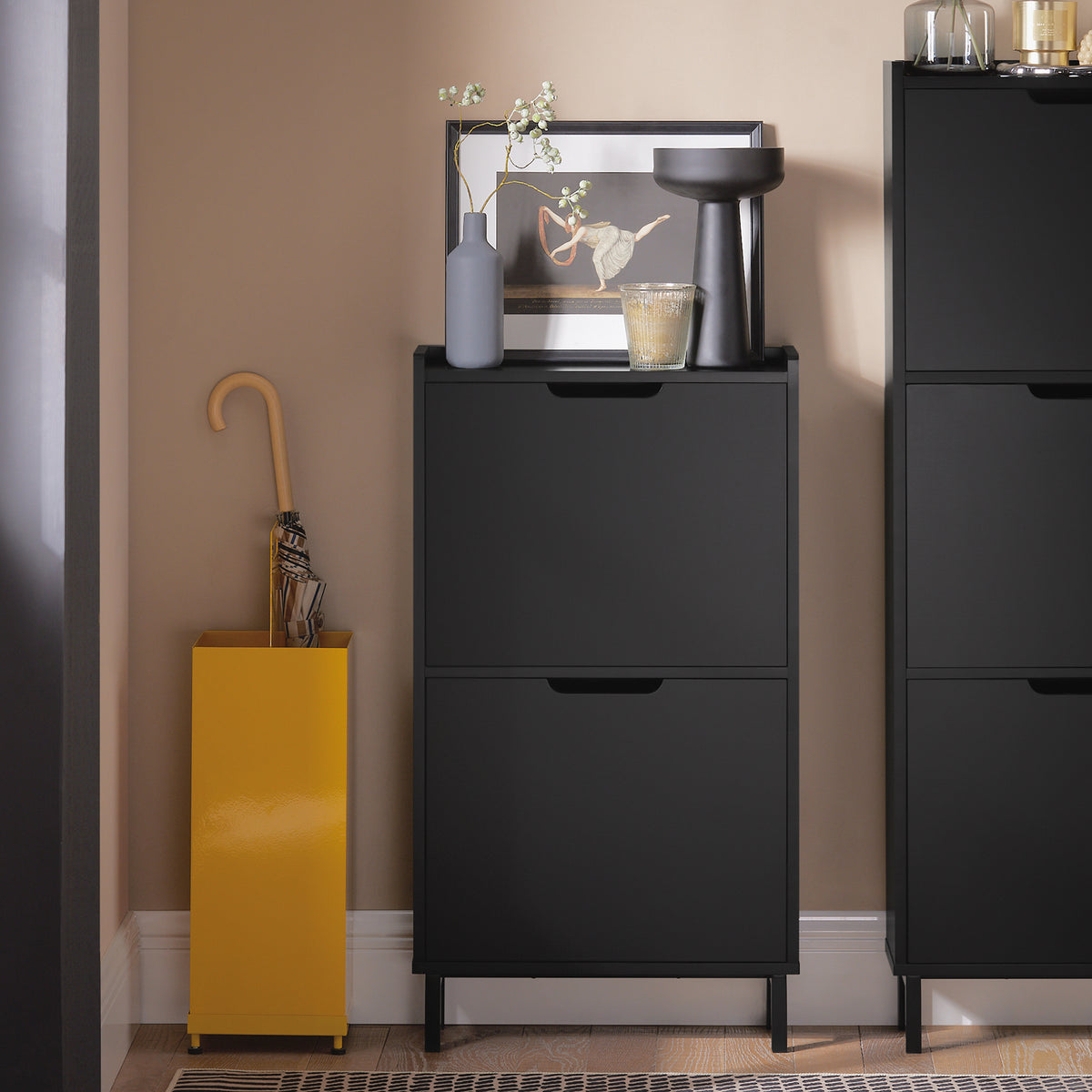 SoBuy FSR151-SCH, 3 Flip-drawers Shoe Cabinet Shoe Rack Shoe Storage Cupboard Organizer Unit, Black