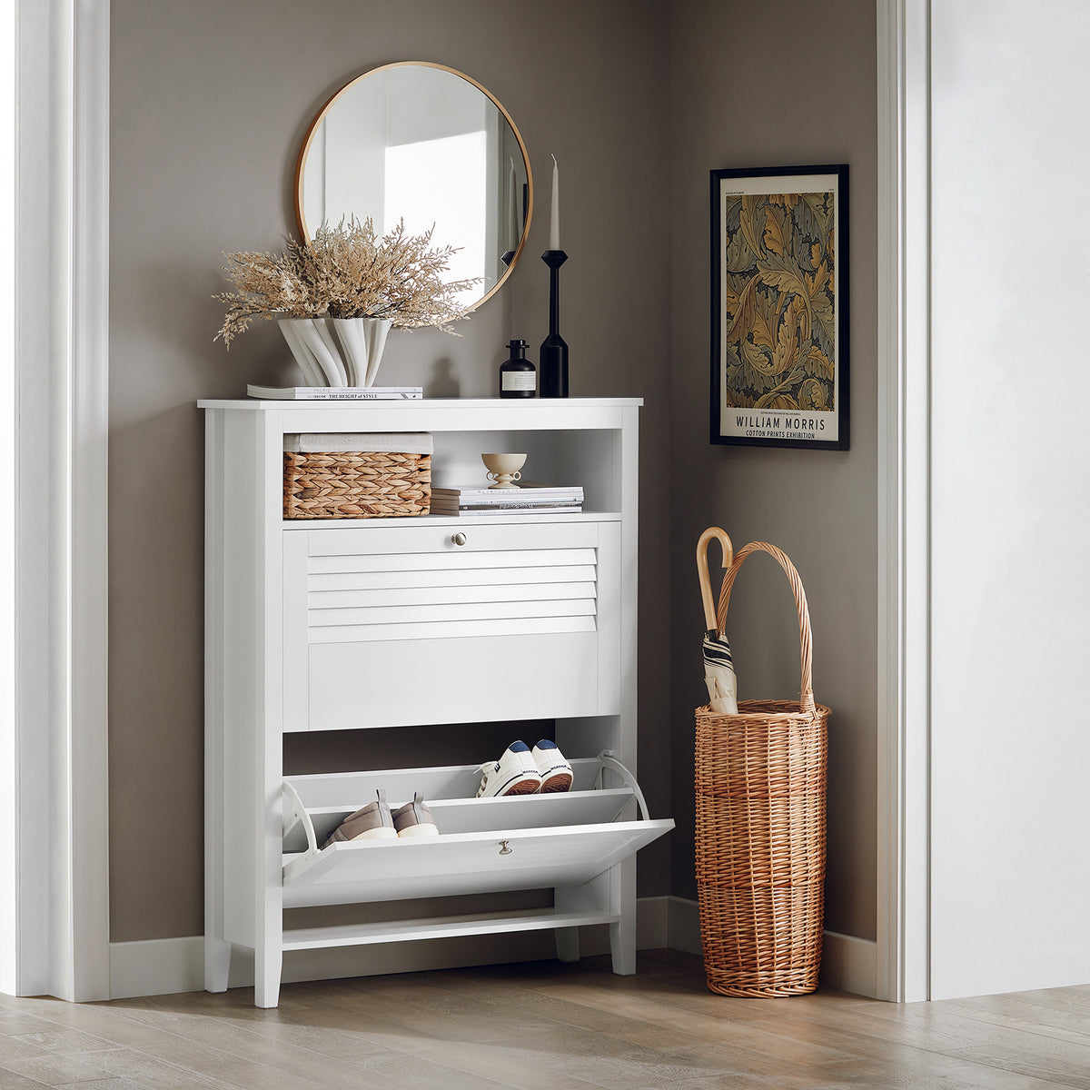 SoBuy FSR152-W, Hallway Shoe Cabinet Shoe Rack Shoe Storage Cupboard Organizer, White
