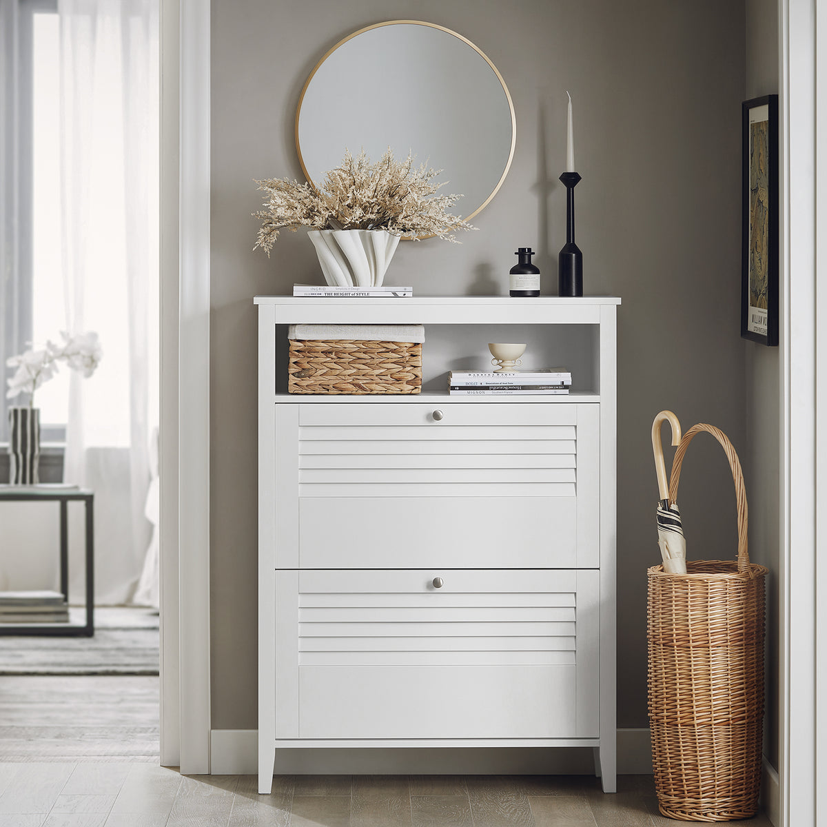 SoBuy FSR152-W, Hallway Shoe Cabinet Shoe Rack Shoe Storage Cupboard Organizer, White