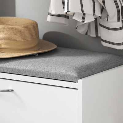 SoBuy FSR16-HG, Shoe Storage Bench Shoe Cabinet - Flip Drawer + Removable Shelves - Cushioned Seat for Entryway or Hallway - Wooden Furniture Unit, White + Grey, 60x30x46cm, 150kg Load