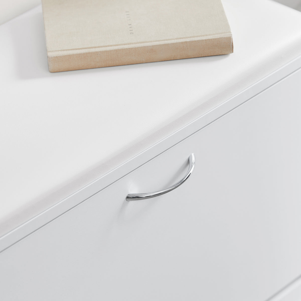 SoBuy FSR16-W, White Shoe Storage Bench with Flip-drawer, Shoe Cabinet with Seat Cushion, White