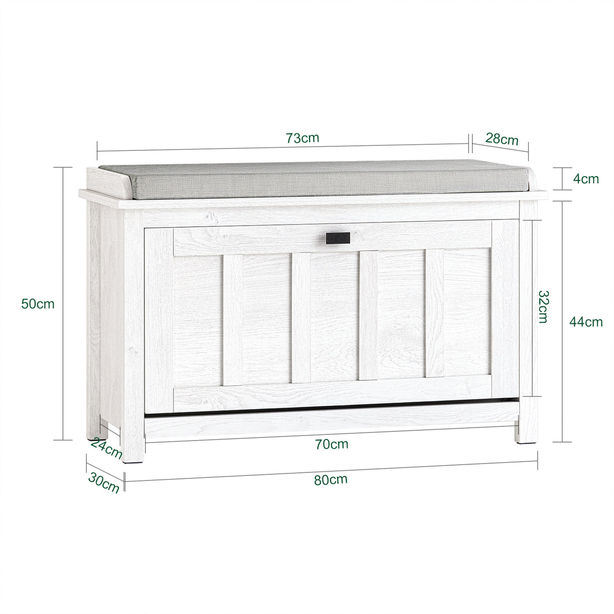 SoBuy FSR161-W, Hallway Shoe Bench Shoe Rack Shoe Cabinet with Flip-drawer and Seat Cushion, White