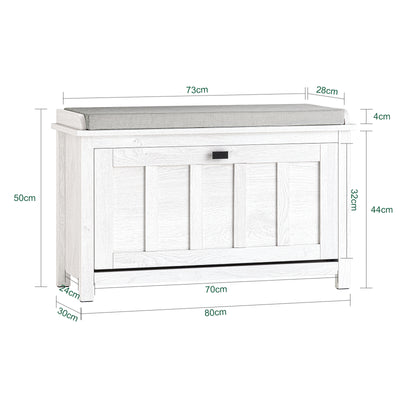 SoBuy FSR161-W, Hallway Shoe Bench Shoe Rack Shoe Cabinet with Flip-drawer and Seat Cushion, White