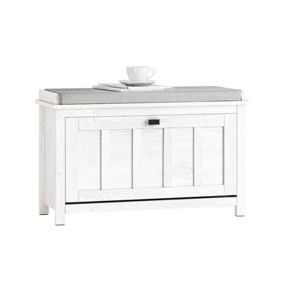 SoBuy FSR161-W, Hallway Shoe Bench Shoe Rack Shoe Cabinet with Flip-drawer and Seat Cushion, White