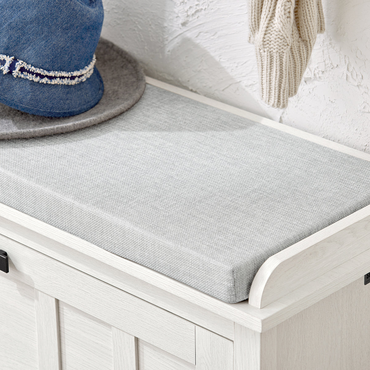 SoBuy FSR161-W, Hallway Shoe Bench Shoe Rack Shoe Cabinet with Flip-drawer and Seat Cushion, White