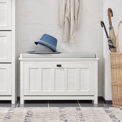 SoBuy FSR161-W, Hallway Shoe Bench Shoe Rack Shoe Cabinet with Flip-drawer and Seat Cushion, White
