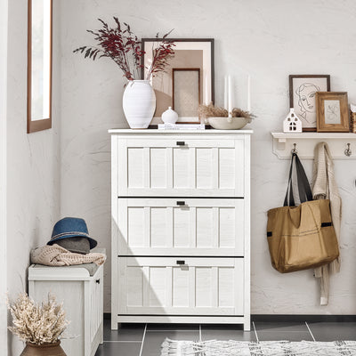 SoBuy FSR162-W, Hallway 3 Flip-drawers Shoe Cabinet Shoe Rack Shoe Storage Cupboard, White