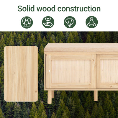 SoBuy FSR163-N, Wooden Shoe Storage Bench with Seat Cushion – Shoe Rack Cabinet with Sliding Doors, 6 Compartments for Entryway, Hallway or Bedroom – 230kg Load, 121×35×49cm