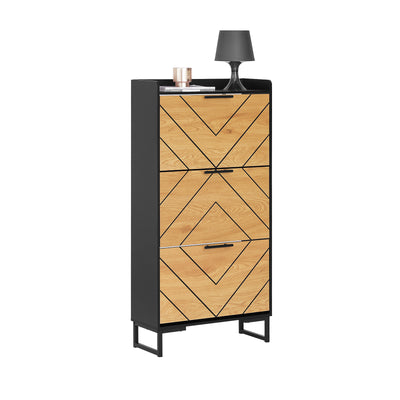 SoBuy FSR164-SCH, Shoe Cabinet Shoe Rack Shoe Storage Cupboard with 3 Flip-drawers, Black